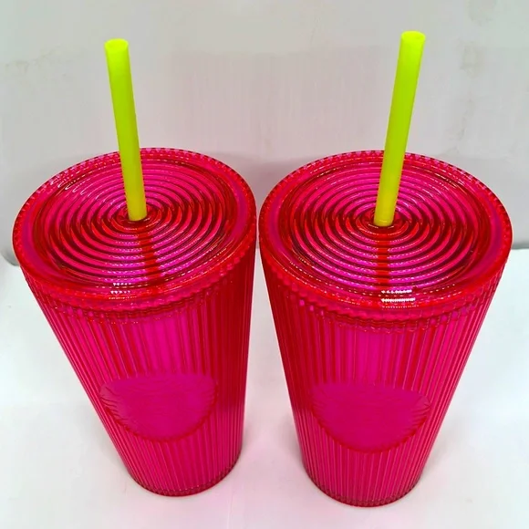 Two Starbucks 16oz Tumblers with Lids and Straws - Picture 3 of 4